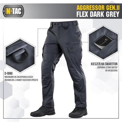 Bekleidung - M-Tac - Taktische Hose Aggressor Gen.II Flex - Ripstop - Dunkelgrau - 20058012 - Cargohosen