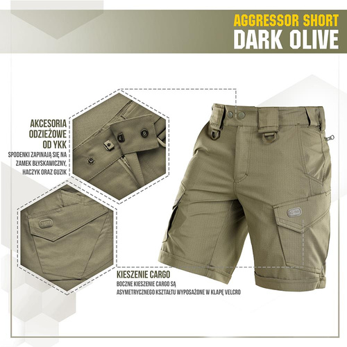 Bekleidung - M-Tac - Aggressor Tactical Shorts - Polycotton - Rip-Stop - Dark Olive - 20018048 - Kurze Hose