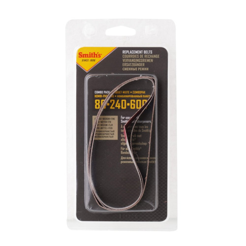 Messerschärfer - Smith's - Riemen für Messerschärfer - 80, 240, 600 Grit - 3 Stück - 51053