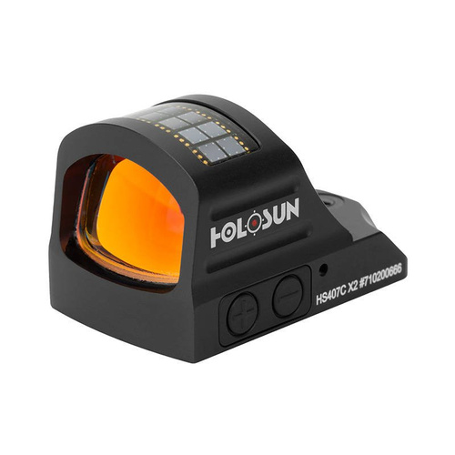 Holosun - HS407C X2 Micro Rot Zielfernrohr Rot Punkt - Solar Panel - 2 MOA - Schwarz - HS407C X2 - Holosun Kollimatorvisiere