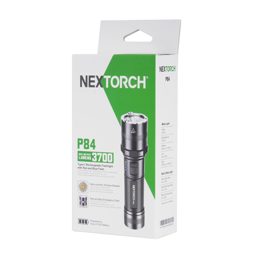 Outdoor - NEXTorch - Taktische LED-Taschenlampe P84 - 21700 4800 mAh - 3000 lm - Schwarz - NEXT-P84 - LED-Taschenlampen