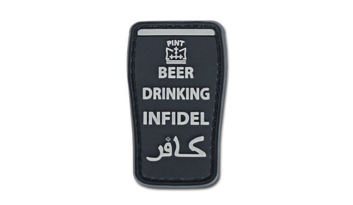4TAC - PVC-Aufnäher - Biertrinkender Ungläubiger - Schwarz -  3D PVC Morale Patches