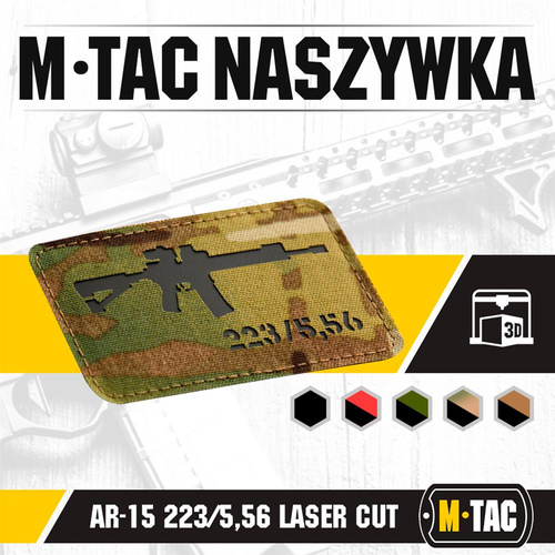 Morale Patch - M-Tac - AR-15 223/5.56 Lasergeschnittener Aufnäher - Multicam/Schwarz - 51111802
