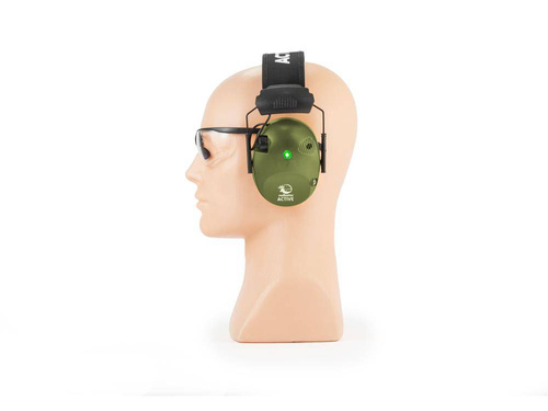 Aktive Kopfhörer - RealHunter - Set aus Active PRO Gehörschützern und Schutzbrille - Olive Green
