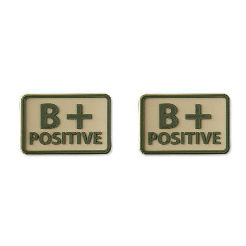 3D PVC Morale Patches - Helicone - PVC Patch - Blutgruppe - B- NEG - Khaki - 2 Stück