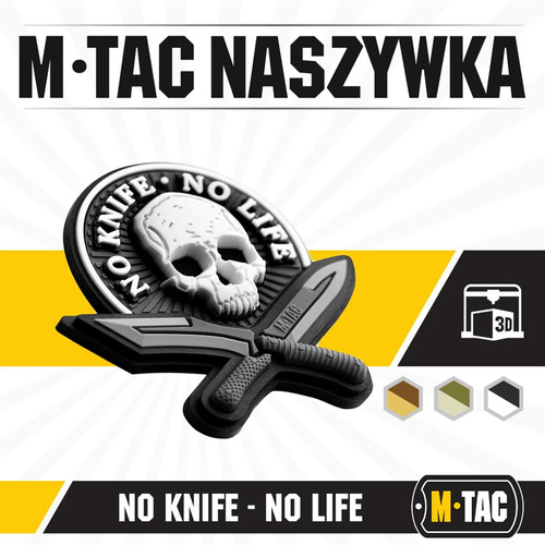 M-Tac - No Knife - No Life 3D PVC Patch - Schwarz / Weiß - 51128236 - 3D PVC Morale Patches