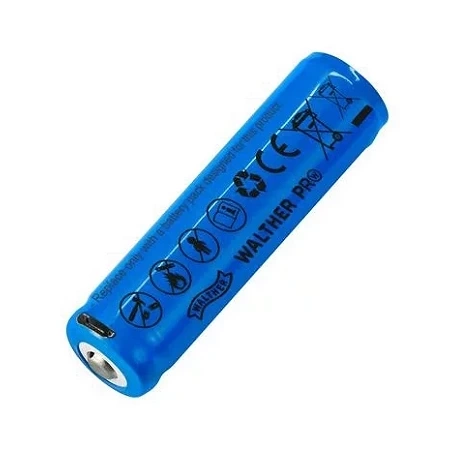 Walther - Akku Li-Ion ICR 18650 - USB-Ladung - 2600mAh - 3,6V - Blau - 3.7133 - Batterien