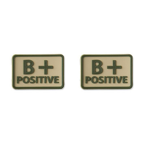 3D PVC Morale Patches - Helicone - PVC Patch - Blutgruppe - B+ POS - Khaki - 2 Stück.