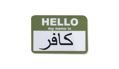Combat-ID - Aufkleber - HELLO my name is Infidel - Olive - Aufkleber
