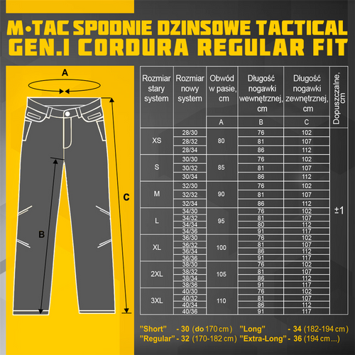 M-Tac - Tactical Gen. I Regular Fit Jeanshose - Cordura Denim - 20449006 - Cargohosen