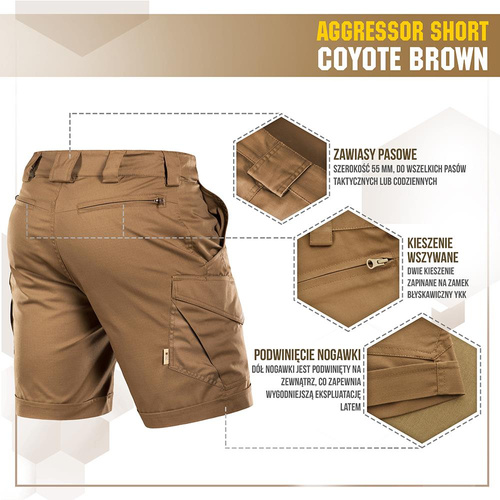 M-Tac - Taktische Shorts Aggressor - PoliCotton - Rip-Stop - Coyote Brown - 20018017 - Kurze Hose