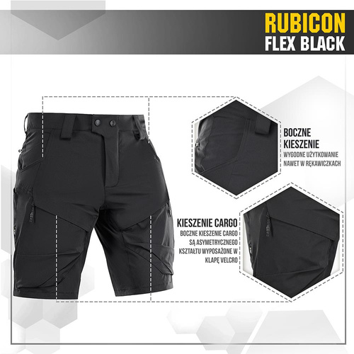 Bekleidung - M-Tac - Taktische Shorts Rubicon Flex - 4-Way Stretch - YKK - Schwarz - 20070002 - Kurze Hose