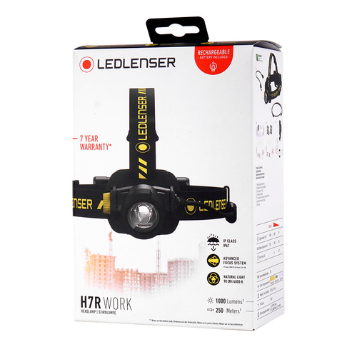 Ledlenser - Stirnlampe H7R WORK wiederaufladbar - 1000 Lumen - 4800 mAh - Schwarz - 502195 - LED-Taschenlampen