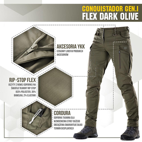 M-Tac - Taktische Hose Conquistador Gen. I Flex - Ripstop - Dark Olive - 20059048 - Cargohosen - Bekleidung