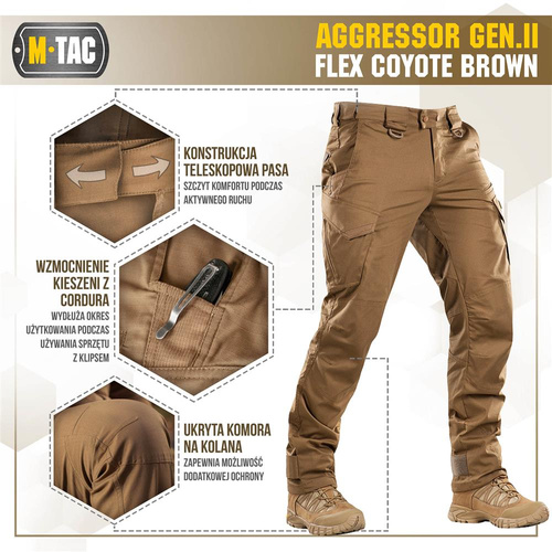 M-Tac - Taktische Hose Aggressor Gen.II Flex - Ripstop - Coyote Brown - 20058017 - Cargohosen - Bekleidung