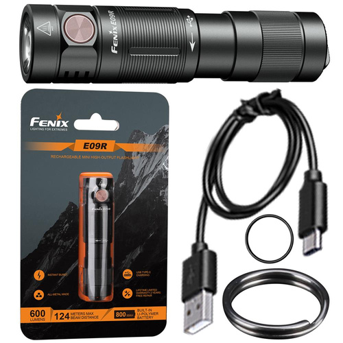 Fenix - Wiederaufladbare LED Taschenlampe E09R - Schlüsselanhänger -600 Lumen - Schwarz - 039-485 - LED-Taschenlampen - Outdoor