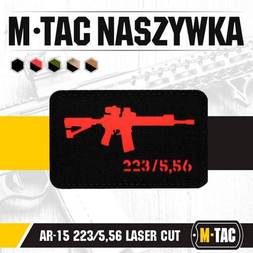 M-Tac - AR-15 223/5.56 Lasergeschnittener Aufnäher - Schwarz/Rot - 51111233 - Morale Patch - Verschiedenes
