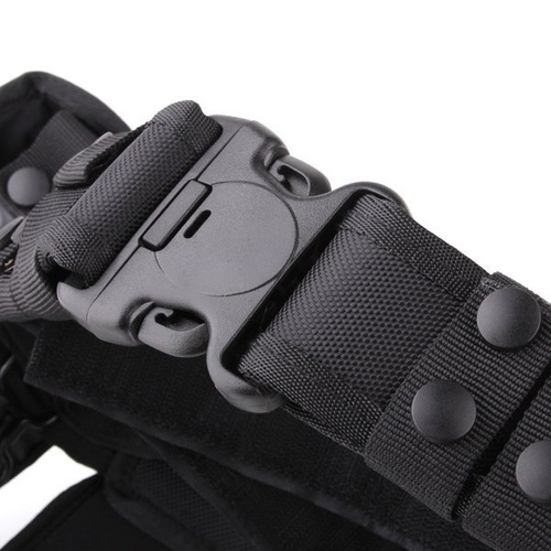 Ausrüstung - MFH - Sicherheitsgürtel mit Tasche für Waffe, Handschellen, Gas, Taschenlampe, Funkgerät, Schlagstock und Schlüssel - Schwarz - 22763A - Taschen