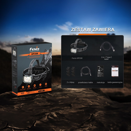 LED-Taschenlampen - Fenix - LED-Taschenlampe Stirnlampe HP35R - 4000 lm - 5000 mAh - USB-C - Schwarz / Grau - HP35R