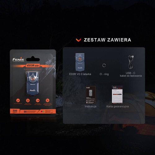 Fenix - LED-Taschenlampe E03R V2 - 500 lm - Mit 400 mAh Akku - Blau - E03RV2BL - LED-Taschenlampen - Outdoor