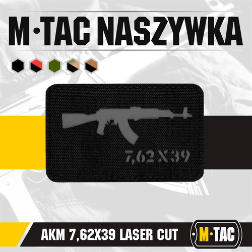 Verschiedenes - M-Tac - AKM 7,62 x 39 Lasergeschnittener Aufnäher - Schwarz/Grau - 51110211 - Morale Patch