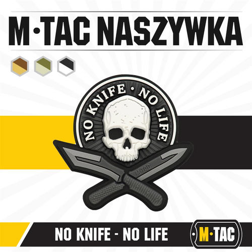 3D PVC Morale Patches - M-Tac - No Knife - No Life 3D PVC Patch - Schwarz / Weiß - 51128236