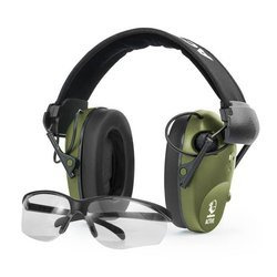 RealHunter - Set aus Active PRO Gehörschützern und Schutzbrille - Olive Green