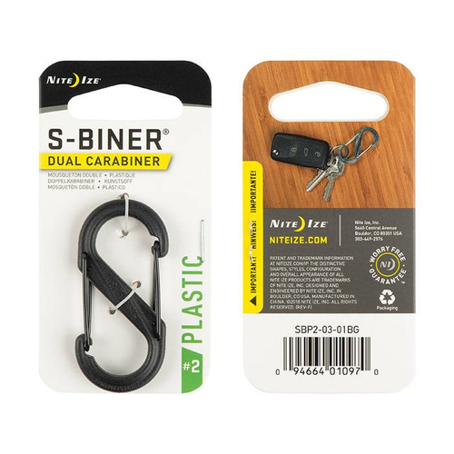 Nite Ize - S-Biner #2 Kunststoff schwarz Gate - Schwarz - SBP2-03-01BG - Kunststoffkarabiner