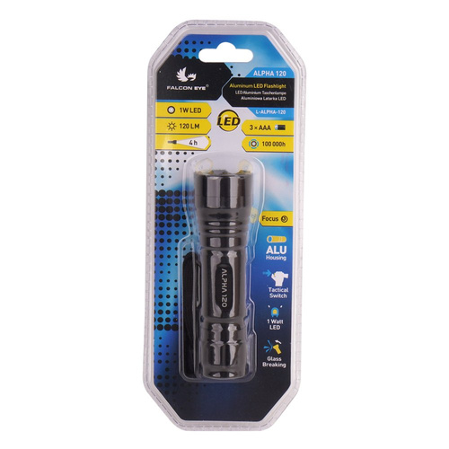 LED-Taschenlampen - Falcon Eye - Hand-Taschenlampe Alpha - 120lm - Schwarz - L-ALPHA-120