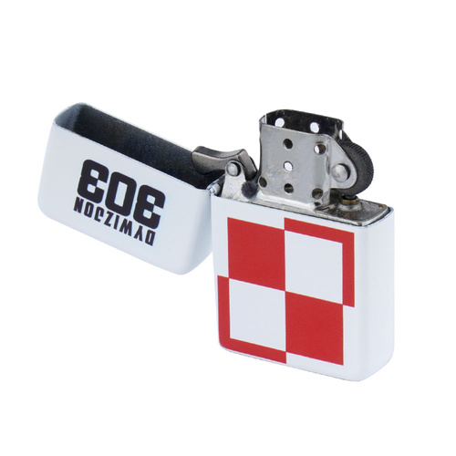 Feuer - Tasman - Benzinfeuerzeug - Geschwader 303 Schachbrett - White Matte - Q310082