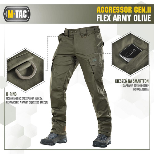 Bekleidung - M-Tac - Taktische Hose Aggressor Gen.II Flex - Ripstop - Army Olive - 20058062 - Cargohosen
