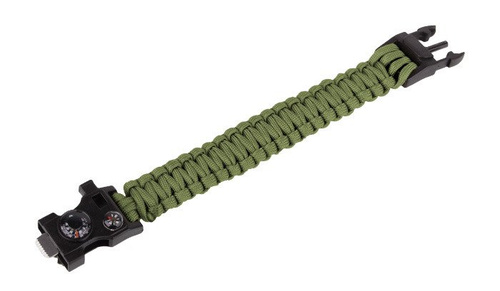 Paracord - 101 Inc. - Paracord Survival Armband mit Kompass, Thermometer, Pfeiffe und Anzünder - 9" - Oliv Grün - JYFPB02