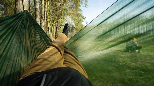 Hängematten & Zelte - Lesovik - Leichte Wanderhängematte SUL mit SMUK UL-Aufhängung - Forest Green