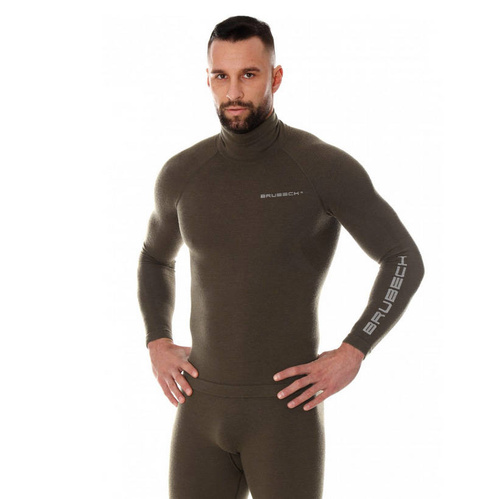 Bekleidung - Brubeck - Ranger Wool Thermal Sweatshirt - Lange Ärmel - Khaki - LS1420M - Militär-Sweatshirts