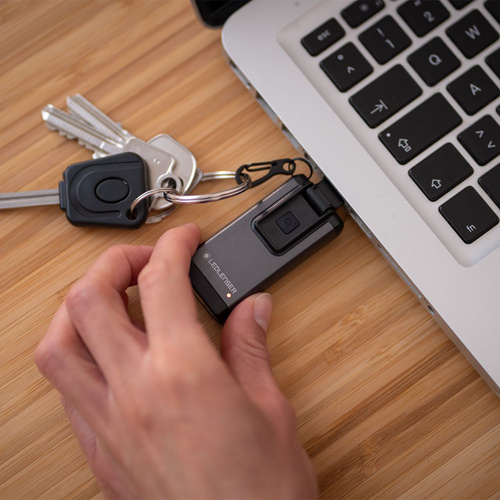 Outdoor - Ledlenser - Wiederaufladbare LED-Taschenlampe / Schlüsselring K6R - 400 lm - Mit Rotlichtmodus - Grau - 502577 - LED-Taschenlampen