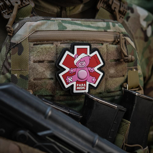 M-Tac – Sanitäter-Teddybär-Aufnäher – 3D-PVC – Weiß/Rot – 51348343 - 3D PVC Morale Patches
