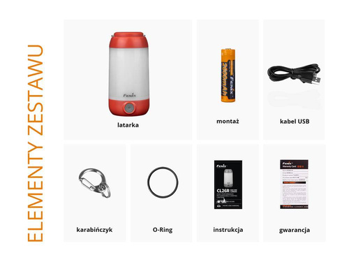 Fenix - Camping LED Taschenlampe - 2600 mAh 3,6 V - Rot - CL26R - LED-Taschenlampen