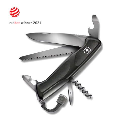 Victorinox - Multifunktionelles Taschenmesser Ranger 55 - 10 Funktionen - Onyx Schwarz - 0.9563.C31P - Taschenmesser & Schweizermesser - Outdoor