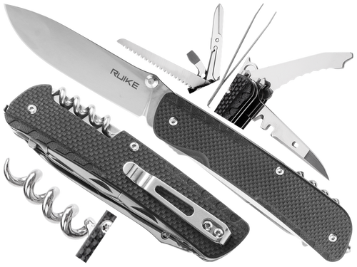 Ruike - Multifunktionales Taschenmesser LD42-B - 17 Werkzeuge - Schwarz - 340-018 - -