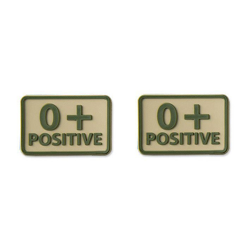 3D PVC Morale Patches - Helicone - PVC Patch - Blutgruppe - 0+ POS - Khaki - 2 Stück