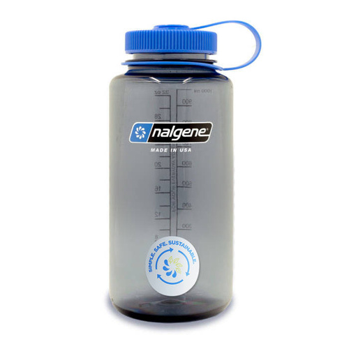 Nalgene - 32 oz Wide Mouth Sustain Flasche - 63 mm Kappe - 1.1L - Grau - 2020-1532 - Wasserbehälter & Feldflaschen