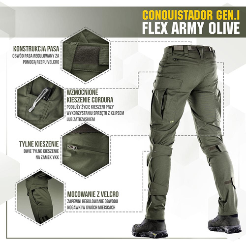 M-Tac - Taktische Hose Conquistador Gen. I Flex - Ripstop - Army Olive - 20059062 - Cargohosen