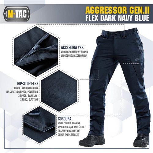 Cargohosen - M-Tac - Taktische Hose Aggressor Gen.II Flex - Ripstop - Marineblau - 20058015