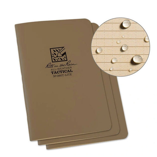 Notizbücher & Zubehör - Rite in the Rain - Geheftetes wasserdichtes Notizbuch - 3er-Pack - 4.625x7" - Tan - 980T-LITE