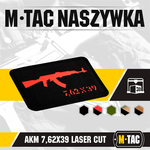 M-Tac - AKM 7,62 x 39 Lasergeschnittener Aufnäher - Schwarz/Rot - 51110233 - Morale Patch - Verschiedenes