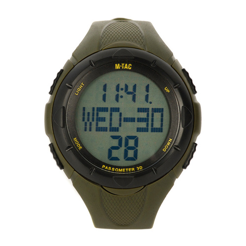 M-Tac - Taktische Uhr mit Schrittzähler - LCD - WR50 - Olive - 50001001 - Uhren