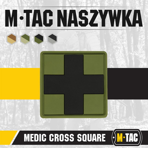 Verschiedenes - M-Tac - Medic Cross Square 3D PVC Patch - Schwarz/Olive - 51124102 - 3D PVC Morale Patches