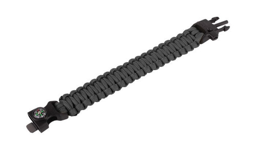 101 Inc. - Survival-Armband mit Feuerstein, Pfeife und Kompass - 8" - Schwarz - JYFPB04-BLK - Paracord - Outdoor