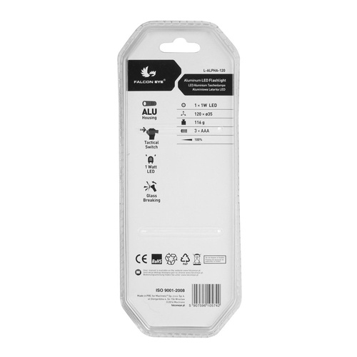 Falcon Eye - Hand-Taschenlampe Alpha - 120lm - Schwarz - L-ALPHA-120 - LED-Taschenlampen - Outdoor