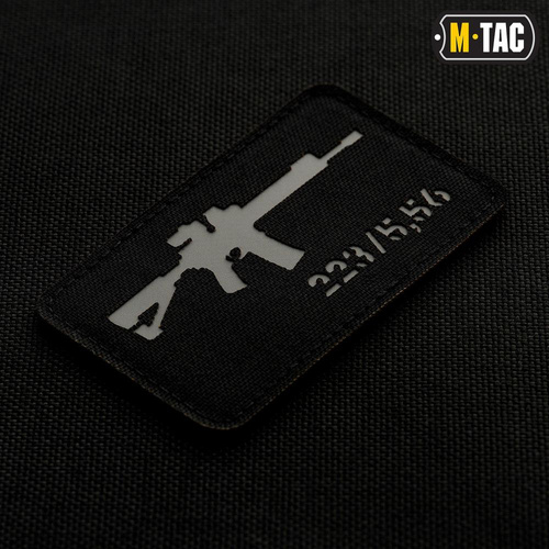Morale Patch - M-Tac - AR-15 223/5.56 Lasergeschnittener Aufnäher - Schwarz/Grau - 51111211
